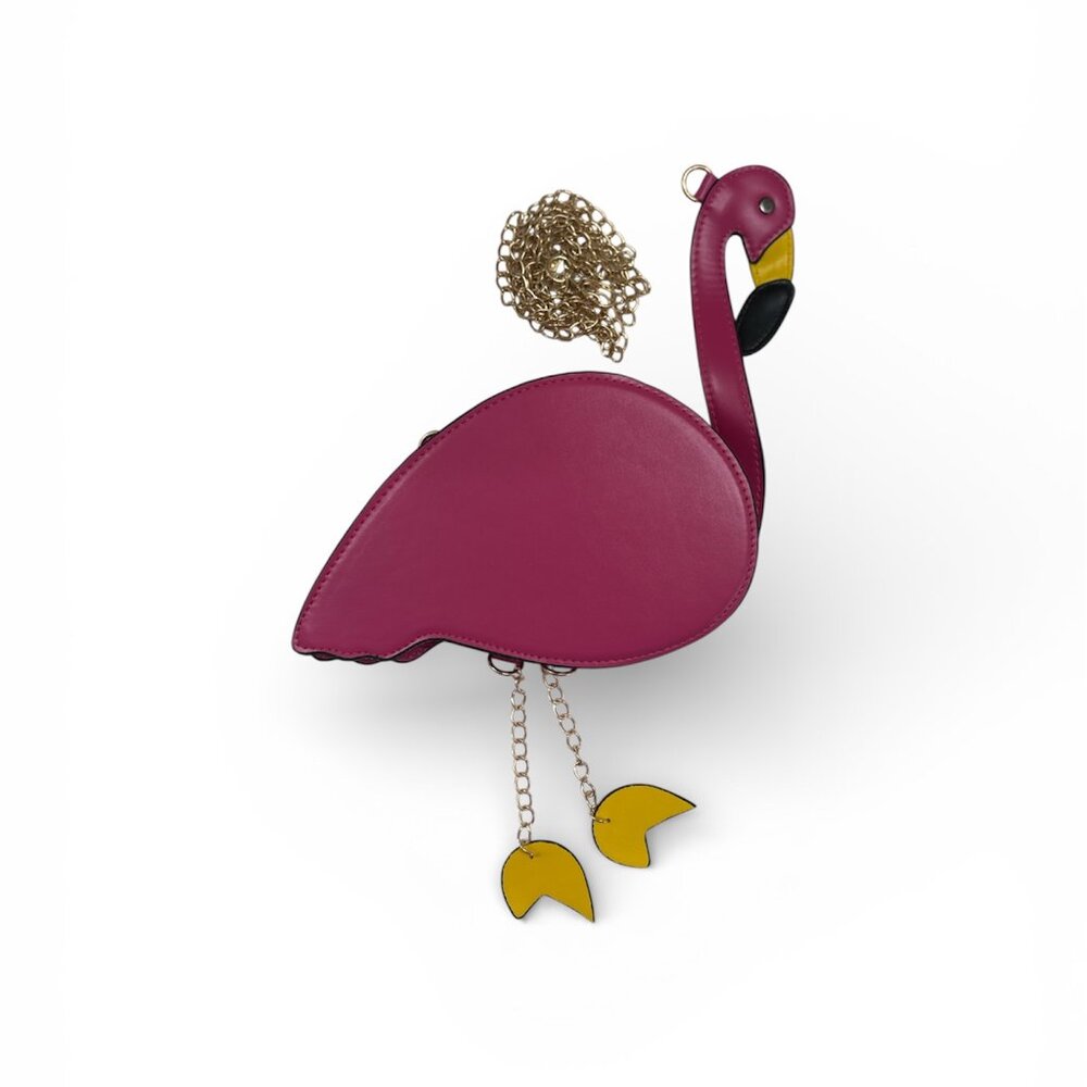 Flamingo Shaped 3D Crossbody Handbag/ Tropical Purse With Gold Chain Strap - NWT - Picture 9 of 9